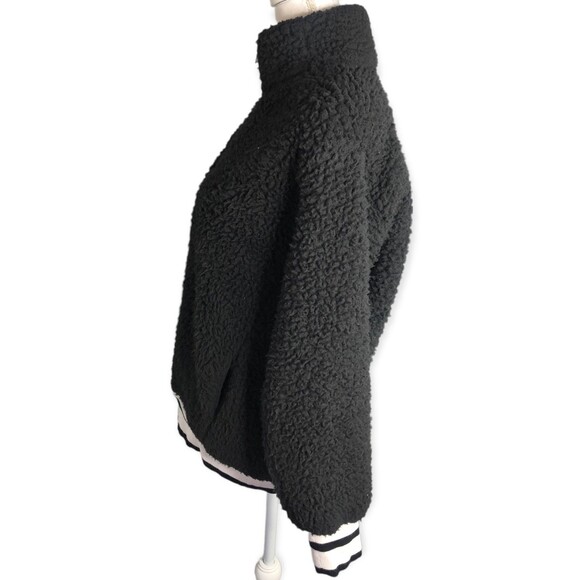 Express One Eleven Half Zip Sherpa Fleece Varsity Pullover Jacket - Picture 5 of 8